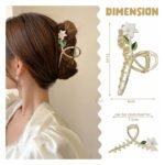 2 Pcs Flower Metal Hair Claw Clips Large Tulip Hair Claw, Wheat Hair Clips,Blue Lily Claw Nonslip Hair Barrettes Strong for Woman and Girls - Image 2