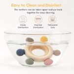 KLIMET Silicone & Wooden Baby Teether for 0-12 Months | Food Grade Silicone Teething Toy | Soft & Safe Gum Relief | BPA Free Chew Toy for Infants 3-6, 6-12 Months | Teething Toys for Babies | Round Shape (Round Ring) - Image 4