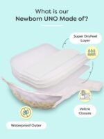 SuperBottoms Newborn UNO Premium Cloth Diaper with Insert (0 to 3m) | Washable & Reusable Diaper with Organic Cotton Pad | Superior Absorption | Waterproof | SuperDryFeel™ Layer | Super Soft & Gentle - Image 3