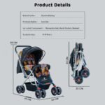 StarAndDaisy Stroller for Baby Boy & Girl 0 to 3 Years / Baby Stroller with Lightweight / Foldable Pram for Babies with 3-Point Safety Harness, Adjustable Backrest, 360° Swivel Wheel, Large Storage, Reversible Handlebar, Extended Mosquito Net (Vibrant) - Image 8