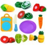 Amitasha 9 Pc Cutting Fruit Vegetable Play Food Kitchen Toys with 1 Chopping Board and 1 Knife Pretend Play Educational Toy for Toddlers Children Birthday Gift - Image 7