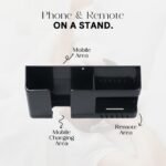Prolet Wall Mount Mobile Charging Holder with Storage Box & AC/TV Remote Organizer, Self-Adhesive Phone Plug Stand, Multipurpose Wall Shelf, Space Saving Mobile Holder for Home & Office (Black) - Image 2