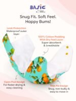 Superbottoms Basic Leakage-proof advanced cloth diapers for babies, High Absorbent 100% cotton 3 reusable diaper and 3 insert pad Combo Pack washable cloth diaper 3M -3Years Adjustable, Reduces Rash - Image 2