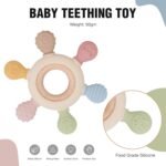 KLIMET Silicone & Wooden Baby Teether for 0-12 Months | Food Grade Silicone Teething Toy | Soft & Safe Gum Relief | BPA Free Chew Toy for Infants 3-6, 6-12 Months | Teething Toys for Babies | Round Shape (Round Ring) - Image 6