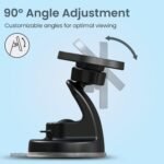 Portronics Clamp M4 Prime Magnetic Car Phone Mount with Strong Suction Cup, 360° Rotation, 90° Tilt, Windshield & Dashboard Mount, Metal Ring Included, Fits 5.4–6.7 Inch Smartphones, Black - Image 5
