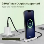 Portronics 240W Dockpin Type C to Type C Adapter with in Built Stand, Smart E-Marker Chipset, Pocket-Sized Connector, Compact Cable-Free Design, Compatible with Laptops, Smartphones, Tablets(White) - Image 3