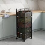Rasvesh Multi-Purpose Trolley Storage Organizer and Kitchen Accessories Items for Kitchen Storage Rack Square Design Fruits & Vegetable Onion Cutler (5 Tier) - Image 4
