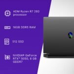 Dell Alienware 15 Gaming Laptop, AI Enabled Intel Core 7 240H Processor, 16GB:512GB, NVIDIA 4050, 6 GB GDDR6, 15.3" WUXGA 165Hz 300nits, Alienware White Backlit Keyboard, 2.25kg - Image 2