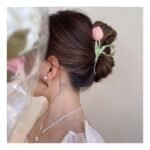 2 Pcs Flower Metal Hair Claw Clips Large Tulip Hair Claw, Wheat Hair Clips,Blue Lily Claw Nonslip Hair Barrettes Strong for Woman and Girls - Image 6