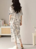 Louis Luxe Cotton Blend Womens Korean Night Dress || Full Pyjama Set || Korean Nightsuit || Women Nightwear ||Round Neck Full Sleeve Nightsuit || Loungewear || Everyday Nightdress (ND-17) - Image 4