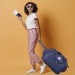 M MEDLER Epoch Nylon 55 litres Waterproof Strolley Duffle Bag- 2 Wheels - Luggage Bag - (Navy Blue) - Image 4