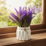 Dekorly Artificial Lavender Plant in White Pot, 18cm – Realistic Faux Flower Arrangement for Home & Office Décor (Set of 1) (1, White Color Pot) - Image 2