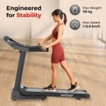 Fitkit by Cult PowerRun-96 BLDC Motor Treadmill (5HP Peak) | 12.8km/h Max Speed, 120kg Weight Capacity | 12 Preset Programs, LED Display | AUX/MP3/USB | Home Gym Equipment, Black - Image 4