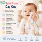 MOM CARE Muslin Cloth for New Born Baby | 6 Layer Soft Cotton | Burp Cloths, Baby Towels, Washcloth, Handkerchief & Feeding Wipe Cloth | Reusable | Pack of 5 - Image 9