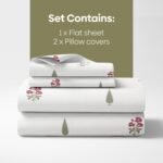 haus & kinder Double Bedsheet Queen Size Bed | 100 x 90 Inches 186 TC Pure Cotton Bedsheet for Queen Size Bed with 2 Pillow Covers - Garden of Joy - Image 6