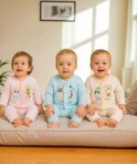 BONUM Baby's Boy's Girl's 100% Cotton Button Shirt with Pyjama Pant Set of 3 New Born Baby Clothes - Image 4