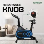 Green Alloy Steel Spin Bike Pro with 6.5 KG Flywheel, 8 Levels of Adjustable Resistance, 110 KG Max User Weight, Black Indoor Exercise Cycle for Home Workout with LCD Monitor and Cushioned Handle - Image 3