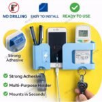 GEOCARTER Wall Mobile Stand | Multi-Purpose Mobile Stand for Wall | Remote Holder & Mobile | Phone Holder | Kitchen Organizer Rack Mounted | Useful Gadget-Blue - Image 5