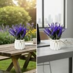 Dekorly Artificial Lavender Plant in White Pot, 18cm – Realistic Faux Flower Arrangement for Home & Office Décor (Set of 1) (1, White Color Pot) - Image 6