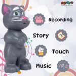 Gooyo GY-838-17/27 Virtual Animal Talking Tom Cat Toy for Kids | Best Musical Toy with More Features | Best Gift for Kids with Songs and Stories | Black | 3xAA Battery (Not Included) - Image 5