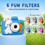 Cason Mini Digital Camera for Kids1080P HD,Camera with Dual Cameras,Rechargeable with SD Card, Real Toy Camera with Games,Birthday Gift for Kids for 5-12 Years Kid (Rabbit) - Image 5