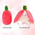 Niku Rabbit with Chain Reversible Bunny Rabbit Soft Stuffed Toys for Girls Boys Baby Kids | Cute Doll, Teddy Bear Plush Animal Toy | Strawberry/Carrot Shaped Pink Colour | Birthday Valentine Gift - Image 4