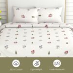haus & kinder Double Bedsheet Queen Size Bed | 100 x 90 Inches 186 TC Pure Cotton Bedsheet for Queen Size Bed with 2 Pillow Covers - Garden of Joy - Image 5