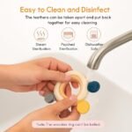 KLIMET Silicone & Wooden Baby Teether for 0-12 Months | Food Grade Silicone Teething Toy | Soft & Safe Gum Relief | BPA Free Chew Toy for Infants 3-6, 6-12 Months | Teething Toys for Babies | Round Shape (Round Ring) - Image 5