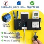 GEOCARTER Wall Mobile Holder | Multi-Purpose Mobile Stand | Remote Holder & Mobile Stand, Phone Stand with Pen and Key Holder Useful Gadget-White | Useful Gadget-Black - Image 4