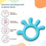 Infantso Finger Shape Soft Silicone Teether for 6+ Months, BPA Free Teething Toy for Babies with Textured Surface for Soothing Gums. 100% Food Grade, No-Choke Design (Finger - Blue) - Image 8