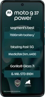 Motorola g37 Power (Pantone Capri, 4GB RAM, 64GB Storage) | MediaTek Dimensity 6400 Octa-Core Processor | 50MP AI Rear Camera | 8MP Front Camera | 6.66-inch HD+ 120Hz Display | 7000mAh Battery - Image 2
