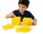 dienes Blocks | Base Ten Blocks Yellow | 131 PCS Place Value Math Learning Kit with Unit Cubes, Tens Rods, Hundreds Flats & Thousand Cube | Educational Manipulative Set - Image 2