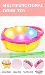 VGRASSP Flash Drum Toy with 2 Mallets for Kids | Multicolor 3D Lights | Dynamic Musical Instrument | Toy for Baby and Toddlers | Battery Operated Toy | for 2 3 4 5 6 Year Old Boys & Girls - Image 2