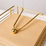 CentraLit Napkin Holder for Dining Table - Square Shaped with Weighted Arm - Modern Tissue Paper Holder for Kitchen, Restaurant, Farmhouse, Gold - Diwali Decoration - Hotel Tableware (Gold) - Image 9
