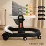 Little Olive Baby Walker for Kids | Adjustable Height Baby Walking Support with Interactive Activity Toy Tray, Comfortable Padded Seat & Smooth Multi-Directional Wheels | Walker for Baby Boys & Girls - Black - Image 5