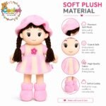 Soft Hat Doll for Kids 42 cm | Cute Plush Rag Doll with Cap & Braided Hair | Washable Stuffed Soft Toy for Girls & Boys | Birthday Gift Multicolor Fur Doll 42 cm - Image 3