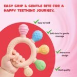 Tekme Silicone Ring Teether for Babies 3-12 Months | Made in India Baby Teething Toys | BPA Free Food Grade Silicone Teether | Sensory Chew Toy with Multiple Textures & Easy Grip Design (Pack of 1) - Image 5