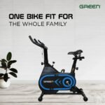 Green Alloy Steel Spin Bike Pro with 6.5 KG Flywheel, 8 Levels of Adjustable Resistance, 110 KG Max User Weight, Black Indoor Exercise Cycle for Home Workout with LCD Monitor and Cushioned Handle - Image 4