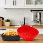 RUCON® Silicone Air Fryer Liner Square 8 Inch,Food Grade BPA Free Non-Stick Air Fryer Pot, Easy Clean Air Fryer Basket Liner, Heat Resistant up to 450°F, Dishwasher Safe for Air Fryers (Pack of 2) - Image 5
