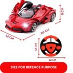 FAMOUS QUALITY Big New Look Rechargeable Remote Controlled Sports Racer Car Toy for Kids, Openable Doors, LED Lights, High Speed- Red - Image 7