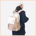FWQPRA Girls Backpack School Backpack with Small Zipper Pouch Fashion Nylon with Padded Shoulder Straps & Handle Design Multi Compartment Large for School,Camping,Travel - Image 2