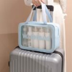 PVC Makeup Bag Travel Toiletries Organizer Cosmetic Bags Wash Bag Pouch for Travel Kit Toiletry Bag Portable Organizer Case Carry Pouch for Women Bathroom Set of 3 (Multi-Colors) - Image 10
