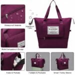 Wazdorf Nylon 41 Liter Expandable Travel Bags for Women, Duffle Bags for Women Luggage, Foldable Vanity Traveling Bag, Waterproof Hand Bag for Ladies Personal Items 41 cm Wine - Image 3