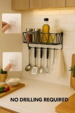 CentraLit Stylish Metal Key Holder with Mobile Stand for Home Decor | Wall Mount Organiser with Shelf & Hooks | Modern Entryway Organizer for Keys, Mail 5 Hook Key Holder for Wall - Image 5