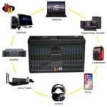 kh Professional 16-Channel Audio Mixer, 7-Band EQ Mixing Console with Bluetooth, USB MP3 Playback, 99-Bit / 256 DSP Effects, 48V Phantom Power for DJ, Studio Recording, Live Streaming, Stage & Karaoke - Image 9