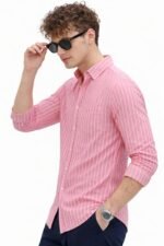 U TURN Men's Casual Printed Striped Stylish Latest Formal Plus Size Shirt for Men | Cotton Mix 220 GSM - Image 2