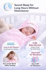 BRANDONN Ultra Soft Polar Fleece Baby Hooded Blanket with Premium Embroidery, 200 GSM All-Weather Newborn Wrapper, Bath Towel White Piping Stitch, 24 x 30 Inches, 0-6 Months, Pink, Sky, Mango - Image 6
