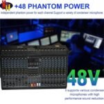 kh Professional 16-Channel Audio Mixer, 7-Band EQ Mixing Console with Bluetooth, USB MP3 Playback, 99-Bit / 256 DSP Effects, 48V Phantom Power for DJ, Studio Recording, Live Streaming, Stage & Karaoke - Image 8
