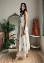 Klosia Women Pure Cotton Kurta Palazzo Set | Sleeveless Printed Kurta with Palazzo Pants | Summer Friendly, Office Wear Co-Ord Set - Image 4