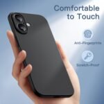 JETech Ultra Slim Case for iPhone 16, Black - Image 6